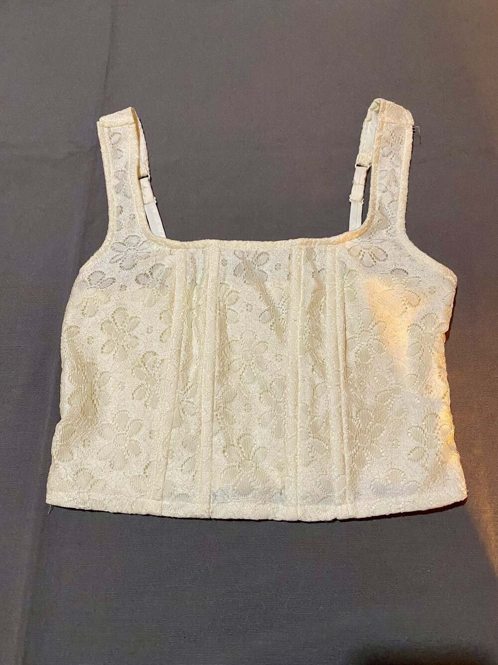 Self Esteem Cream Lace Corset Crop Top Size S